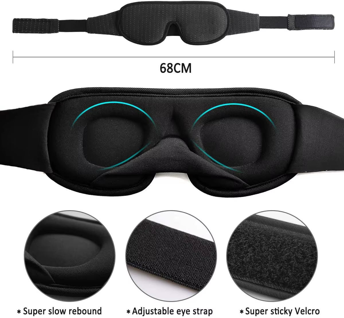 Experience Uninterrupted Sleep with Our 3D Light Blocking Eye Mask – Soft, Padded, and Perfect for Travel!